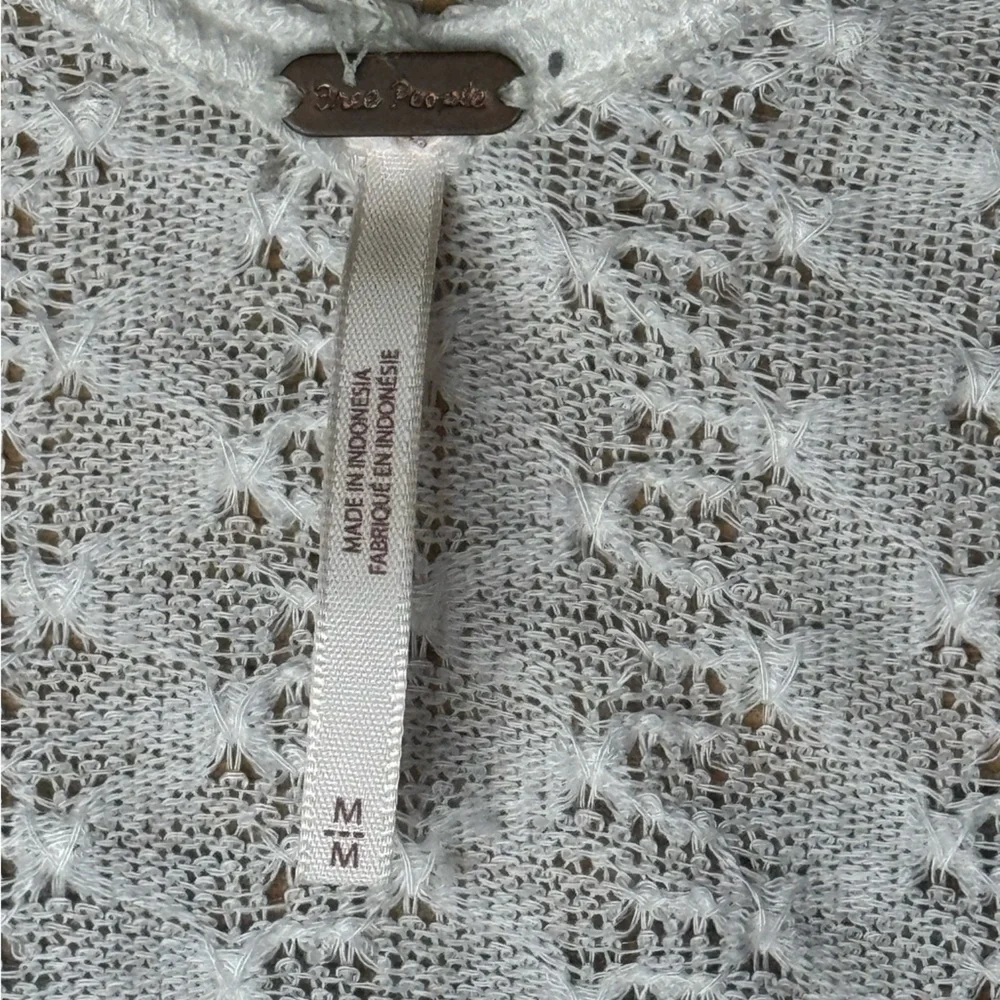 Free People Dream Girl Pointelle Knit Ivory Top- Medium